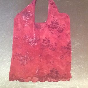 See through red crop top